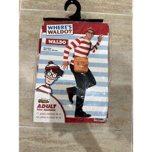 Where's Waldo? Adult Men Halloween Costume Spirit Large/XL Shirt + Hat + Glasses